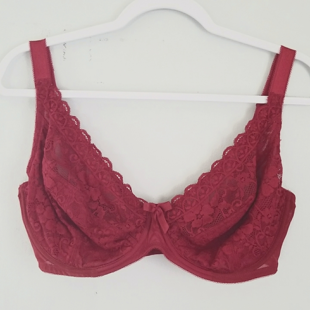 Elegant Lace Red Bra